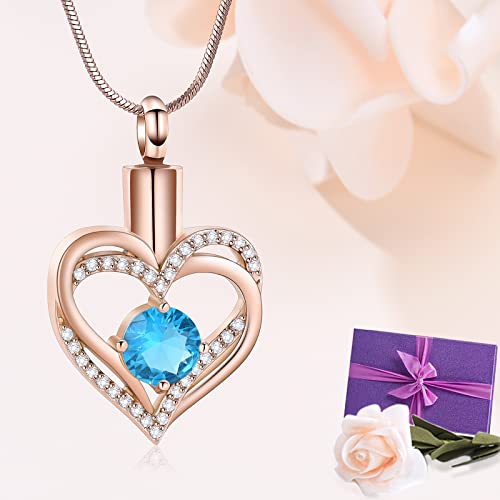 Minicremation Cremation Urn Necklace for Ashes Cremation Jewelry Heart Urn Necklace for Women Girls Birthstone Memorial Jewelry Pendant for Ashes for Human Pet - Image 3
