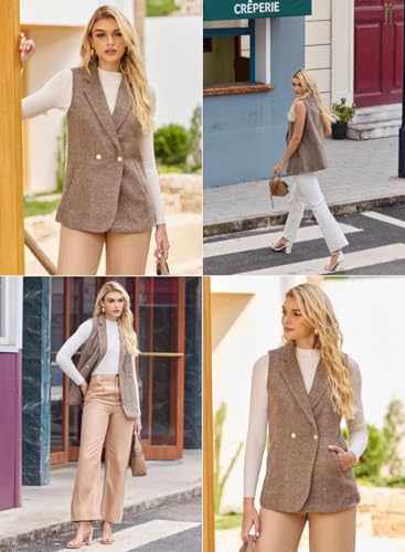 Happy Sailed Vest for Women Fall Winter Sleeveless Blazer Cardigans with Pockets2