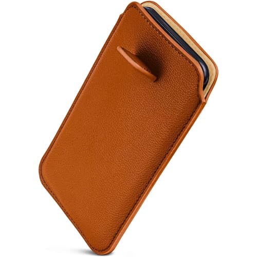 ONEFLOW Liberty Hülle für Nokia 230 Handy Einsteckhülle mit Rückzugfunktion, PU Leder Handytasche, Schutzhülle mit Lasche, Sleeve Etui Hülle zum Einstecken, Braun