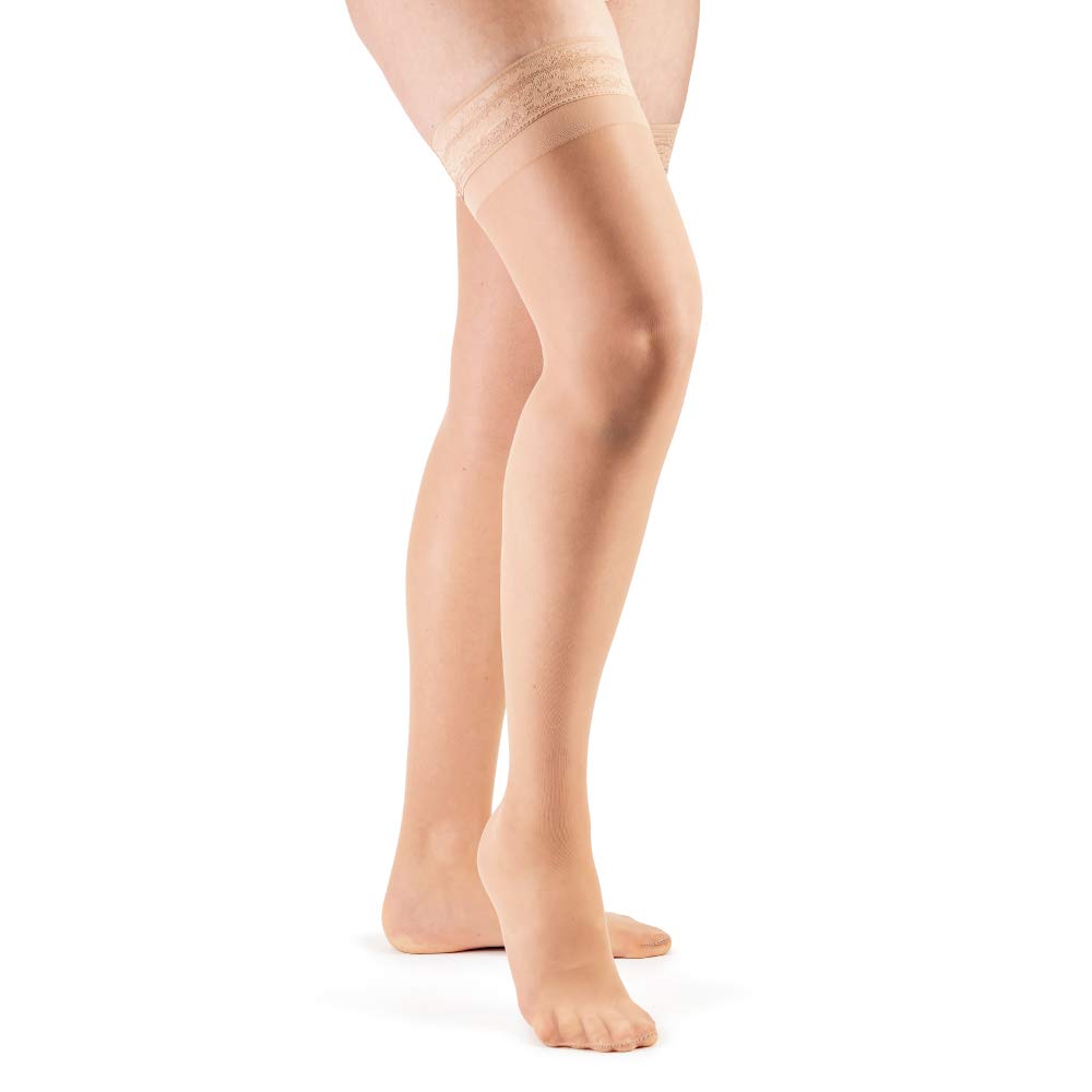 ActifiOpaque Microfiber 15-20 mmHg Compression Stockings, Thigh High, Closed Toe, Moderate Support