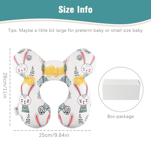Image of vocheer Baby Travel Pillow(Upgraded), Head and Neck Support Pillow for Pushchair, Car Seat,Stroller, Bouncer, Cotton(Rabbit)