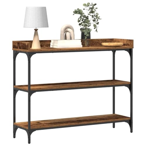 vidaXL Table Console avec étagère Bois Ancien 100 x 30 x 80 cm, Table Console Rectangulaire Chic, Design Indus'Résistant, Mobilier Moderne pour Salon, Rangement et Décor