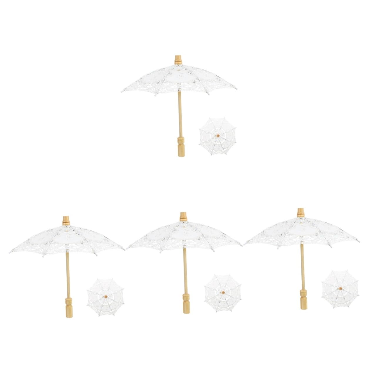 SOIMISS 4stücke Hochwertiger Eleganter Spitzenschirm Für Hochzeiten Und Fotografie Weißer Handgefertigter Regenschirm Mit Wunderschöner Stickerei Und Ergonomischem Griff Für Braut Und