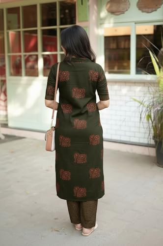 Image of ANNI Designer Women's Rayon Viscose Printed Kurta Pant Set | Collar Neck Straight Ethnic Suit for Casual, Daily, and Office Wear