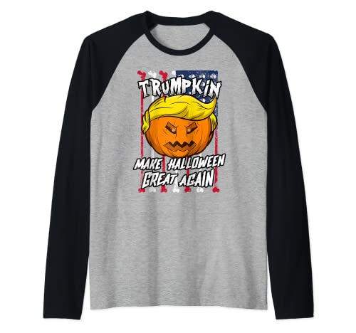 Trumpkin hacer Halloween grande otra vez Trump Jack-O'-Lantern Camiseta Manga Raglan