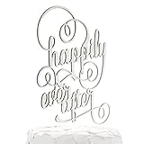 NANASUKO Wedding Cake Topper - happily ever after - Double Sided Silver Glitter - Premium quality Made in USA