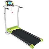 UMAY LONTEK Laufband klappbar, 1,5 PS Elektrisches Fitness Laufband für Zuhause mit 12 Programmen, LCD-Display und Pulssensor, 90 kg belastbar, bis 10 km/h, grün