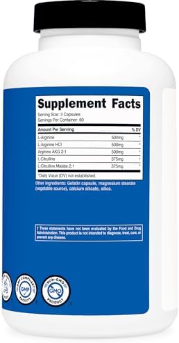 Nutricost Nitric Oxide Booster 2250mg, 180 Capsules, Gluten Free - 4