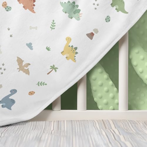 Image of SANDJEST Dinosaur Minky Blanket 30 x 40 Inches, Gift for Christmas Birthday