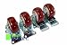 Caster Wheels Steel Plate Casters On Red Polyurethane Wheels 1200 Lbs 3 inch 2 with Brake 2 Fixed Plate