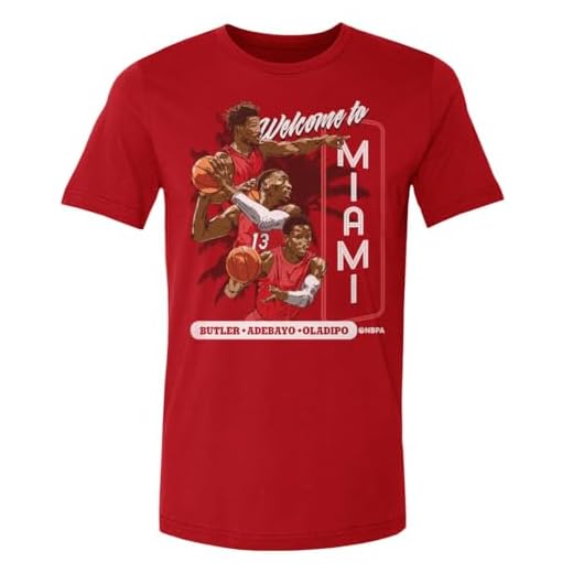 Jimmy Butler Shirt (Cotton, Large, Red) - Jimmy Butler Bam Adebayo & Vic Oladipo Welcome Miami WHT