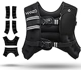 HANZO - Adjustable Running Weight Vest Premium Weighted Vest Running, Workouts, Fitness, Jogging, Hiking, Workout Weighted Vest Easy Washing (Black, 16lbs)