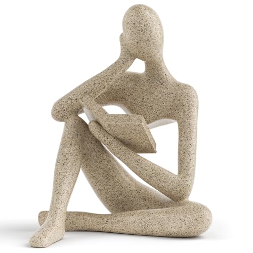 5.2 Inch Thinker Statue Bookshelf Decor, Large Resin Abstract Art Sculpture