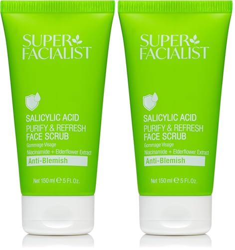 Image of Super Facialist Salicylic Acid Anti Blemish Purify & Refresh Face Scrub - Face Wash for Acne Treatment & Blackhead Remover with Salicylic Acid & Vitamin B 3, Vegan Friendly, 150ml (Pack of 2)