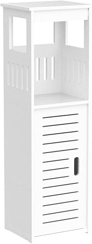 Miniatura 5 de YIGANG Waterproof Bathroom Storage Cabinet, FreeStanding Cabinet Organizer Unit with 1 Door and Shelf for Store Toilet Paper,Shampoo,White