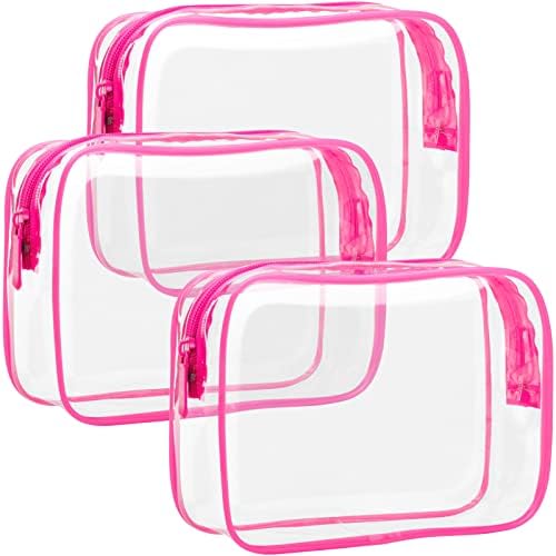 F-color TSA Approved Toiletry Bag 5 Pack Clear Toiletry Bags - Quart Size Travel Bag, Clear Cosmetic Makeup Bags for Women Men, Carry on Airport Airline Compliant Bag, 5 Colors
