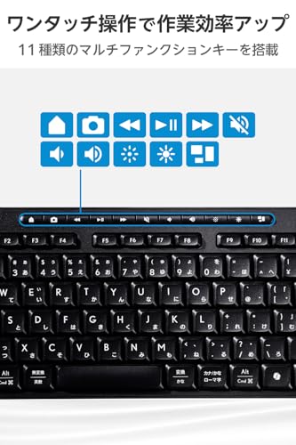 エレコム ワイヤレスキーボード 静音 フルサイズ テンキー付 無線2.4GHz Windows macOS ChromeOS メンブレン式 ブラック TK-QT11FDMABK