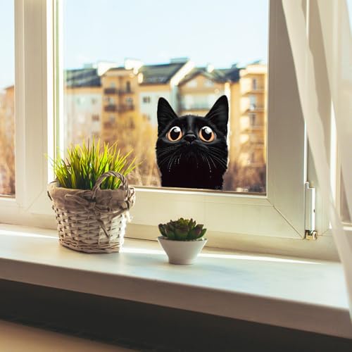 Vinilo decorativo Gato negro adorable para pared miniatura 3