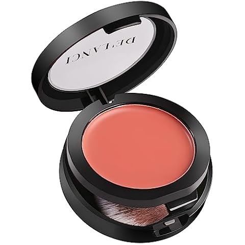 DE'LANCI Blush Single for Cheeks+Lip, Buildable Color Silky Smooth Peach Blush, Best Peachy Half Matte Blusher for Fair Medium Skin, Easy to Use Travel Size, Breathable Blendable Cream Blush (SHY 05#) Cover