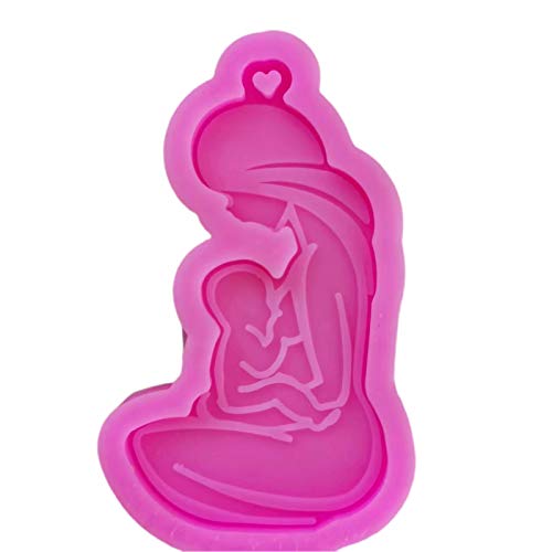 Youngy Keychain Pendant, DIY Crafts Epoxy Resin Mold Glossy Breastfeeding Mother Keychain Silicone Mould