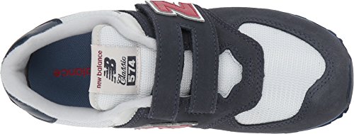 Image of New Balance Kid's 574 V1 Hook and Loop Sneaker, Navy /Red, 12.5 W Little Kid (4-8 Years)