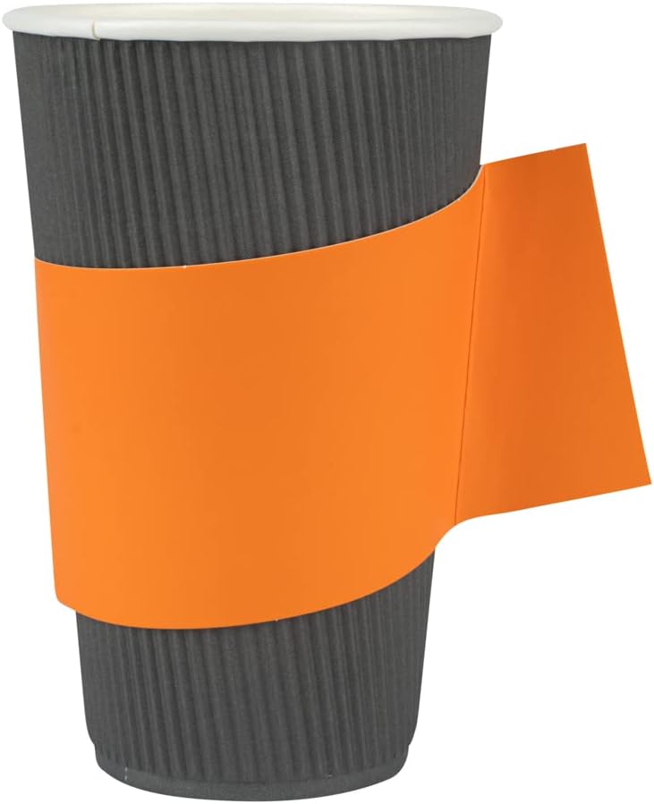 Restaurantware Coffee Cup Sleeves 50 Pack Fits 12, 16, 20 oz Coffee Cups with Handle Disposable Hot Drink Sleeves Secure Grip Heat-Resistant Jacket for Tea, and Beverages