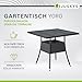 Juskys Polyrattan Gartentisch Yoro wetterfest - Balkontisch 80x80 cm eckig - Rattan Beistelltisch mit Glasplatte - Kleiner Tisch für Balkon - Schwarz
