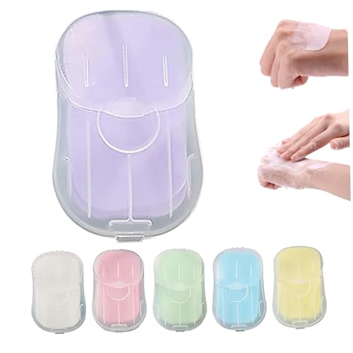 PIUpiuLIANG Portable Paper Soap 6 Boxes/300 Sheets, Disposable PP Housing Hand Washing Soap Flake Sheet for Outdoor Camping Hotel Travel Travel