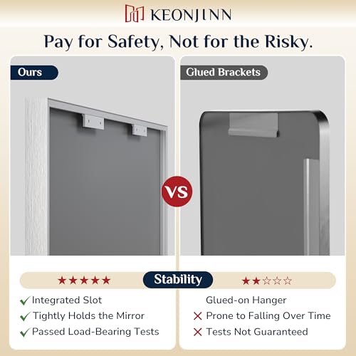 Image of Keonjinn 55x36 Inch Nickel Bathroom Mirror for Over Sink, Rectangular
