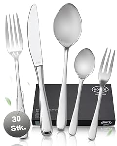 RÖSLE PASSION Besteck Set für 6 Personen – 30-teiliges Hochglanzpoliertes Essbesteck aus Edelstahl 18/10 – Premium Besteckset, Spülmaschinengeeignet, in Eleganter Geschenkbox