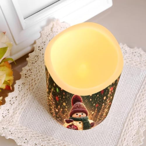 Image of Christmas Snowman Electric Flameless Candles Set of 4