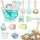 11pcs Sandspielzeu Set,Sandspielzeug Kinder, Sandkasten Spielzeug,sandspielzeug Eimer,silikon sandspielzeug,mit Faltbarer Eimer, Schaufel, Sandharke, Sandförmchen, Für Kinder Jungen Mädchen (Blau)