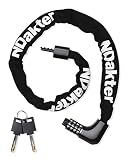 NDakter Bike Chain Lock, Bicycle Lock with 4-Digit Resettable Combination & Keys, 3.2ft Bike Locks H