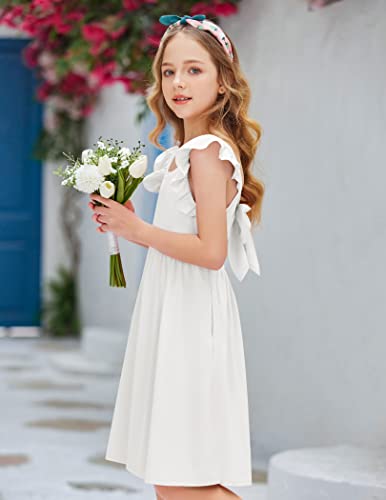 Arshiner Girls Ruffle Sleeve Tie Back Midi Dress #TOP25