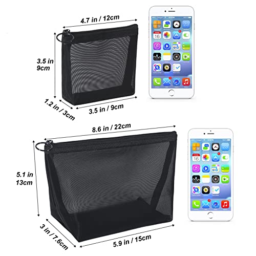 Hrx Package Black Mesh Makeup Bag, 4Pcs Travel Cosmetic Pouches With Zipper Toiletry Organizer Case For Purse Diaper Bag Tote Bag #TOP3