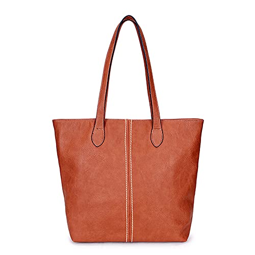 AOSSTA Bolso de mano grande de diseñador para mujer, para viajes universitarios, compras, bolso escolar, Brown, Extra-Large