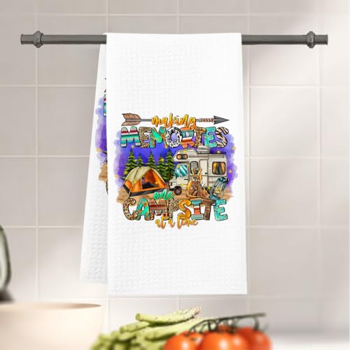 Toallas De Cocina De Secado Rápido Impresas Con Refranes Divertidos, Regalos Novedosos Para Campistas, Campamento Feliz, Pino, Decoración De Caravana, Suministros De Cocina Suaves, 4 Toallas