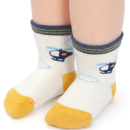 Image of ADBUCKS Boy's & Girl Cotton Regular Baby Socks Knitted Cartoon Grip Kids Anti Slip Unisex Baby Socks (Set Of 4)