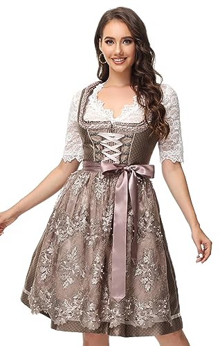 Women\'s German Dirndl Dress Bavarian Oktoberfest Halloween Carnival Costumes Dark Coffee