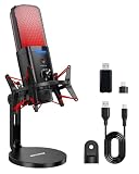 Dual Mode Wired/Wireless USB Microphone for iPhone PC Computer - RGB Gaming Mic with Active Noise Cancellation, Real-Time Monitoring, Cardioid Capture for PS5, Streaming, Content Creation Recording