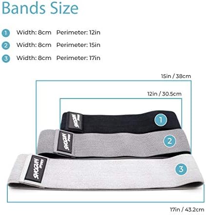 Miniatura 4 de Shogun Sports Bandas de resistencia de cadera. Juego de 3 bandas de tela para la cadera para activación de glúteos, ejercicios de glúteos y