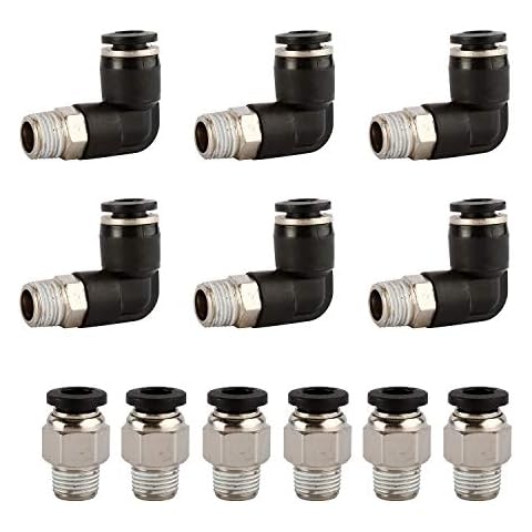Artilife 12Pack Pneumatic Elbow and Straight Combination 1/4 Inch Tube OD x 1/8 Inch NPT Thread Push to Connect Tube Fitting Tube Quick Connect Fittings Cover