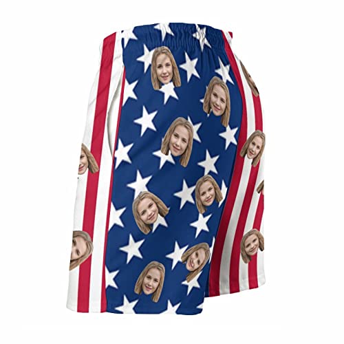 Gifts Personalized for Men Custom Swim Trunks with Faces Tropical Leaves Blue Customized Swim Shorts4