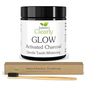 Clearly GLOW tanden bleken actieve kool poeder + zachte bamboe tandenborstel | Puur, natuurlijk, niet-ggo, gemaakt in de…