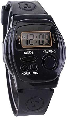 SS Traders- Elderly Seniors Visually Impaired Blinds Digital Black Dial Specially Voice Talking Unisex Watch for Adults