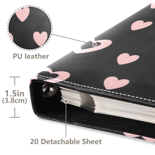 Álbum de fotos adhesivo DIY scrapbook corazón negro San Valentín encuadernador de 3 anillos 40 páginas 8x10 para recuerdos miniatura 4