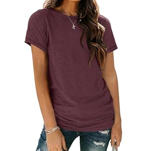 AUTOMET Women’s Soft Basic Short Sleeve T-Shirt, Round Neck Tops Summer Casual Tee for Spring Shirts Clothes Everyday Wear