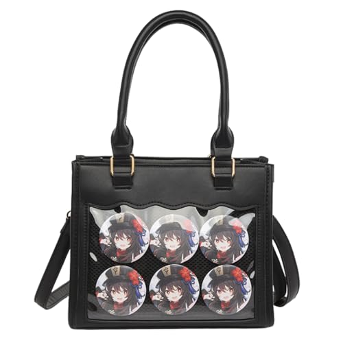 Lapimou Ita Bag Kawaii Cute Small Shoulder Bag Mini Handbags Pin Display Bags with Insert Cutecore Kawaiicore Crossbody Purse Anime Trending Japanese Girls Decora Fashion Accessories (Black)