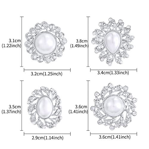 Lot 24Pcs Wedding Bouquet Brooches Kit Shiny Rhinestone Crystal Brooch Pin Set For Women Fashion Diy Decorate Art Bridal Brooches Suit (24Pcs Silver Style 2) #TOP1