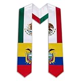 BMHHTM Mexico Ecuador Flags Graduation Stole 72”, Dual Nation Design Sash for University Graduation